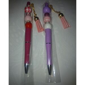 2 Handmade Valentine Ink Pens, Brand New! With Hanging Tassles